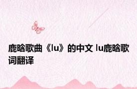 鹿晗歌曲《lu》的中文 lu鹿晗歌词翻译 