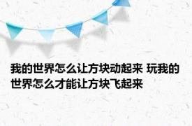 我的世界怎么让方块动起来 玩我的世界怎么才能让方块飞起来