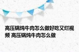 高压锅炖牛肉怎么做好吃又烂视频 高压锅炖牛肉怎么做