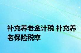 补充养老金计税 补充养老保险税率 