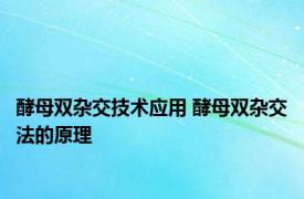 酵母双杂交技术应用 酵母双杂交法的原理