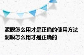 泥膜怎么用才是正确的使用方法 泥膜怎么用才是正确的