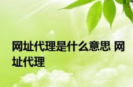 网址代理是什么意思 网址代理 