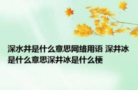 深水井是什么意思网络用语 深井冰是什么意思深井冰是什么梗