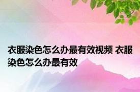 衣服染色怎么办最有效视频 衣服染色怎么办最有效 