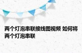 两个灯泡串联接线图视频 如何将两个灯泡串联