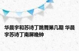 华晨宇和苏诗丁跳舞第几期 华晨宇苏诗丁南屏晚钟 