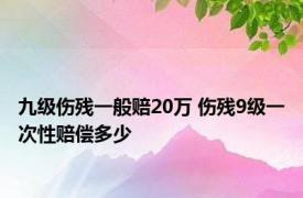 九级伤残一般赔20万 伤残9级一次性赔偿多少 