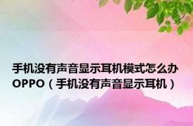 手机没有声音显示耳机模式怎么办OPPO（手机没有声音显示耳机）