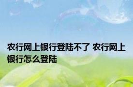 农行网上银行登陆不了 农行网上银行怎么登陆