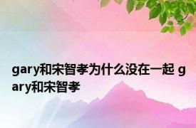 gary和宋智孝为什么没在一起 gary和宋智孝 