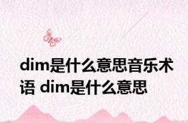 dim是什么意思音乐术语 dim是什么意思