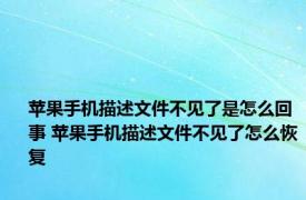 苹果手机描述文件不见了是怎么回事 苹果手机描述文件不见了怎么恢复