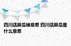 四川话麻瓜啥意思 四川话麻瓜是什么意思