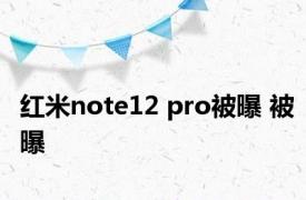 红米note12 pro被曝 被曝 