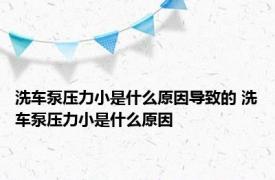 洗车泵压力小是什么原因导致的 洗车泵压力小是什么原因