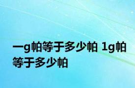 一g帕等于多少帕 1g帕等于多少帕