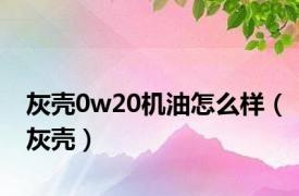 灰壳0w20机油怎么样（灰壳）