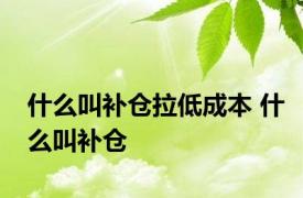 什么叫补仓拉低成本 什么叫补仓