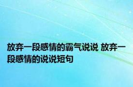 放弃一段感情的霸气说说 放弃一段感情的说说短句