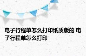 电子行程单怎么打印纸质版的 电子行程单怎么打印