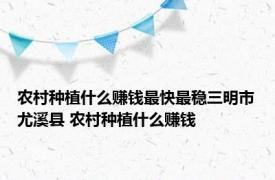 农村种植什么赚钱最快最稳三明市尤溪县 农村种植什么赚钱