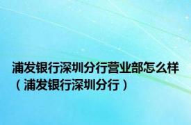 浦发银行深圳分行营业部怎么样（浦发银行深圳分行）