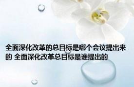 全面深化改革的总目标是哪个会议提出来的 全面深化改革总目标是谁提出的