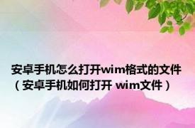 安卓手机怎么打开wim格式的文件（安卓手机如何打开 wim文件）