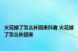 火花掉了怎么补回来抖音 火花掉了怎么补回来