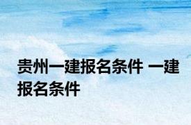 贵州一建报名条件 一建报名条件