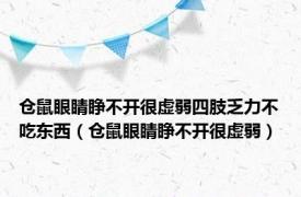 仓鼠眼睛睁不开很虚弱四肢乏力不吃东西（仓鼠眼睛睁不开很虚弱）