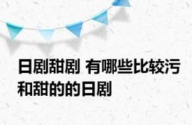 日剧甜剧 有哪些比较污和甜的的日剧