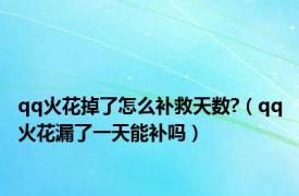 qq火花掉了怎么补救天数?（qq火花漏了一天能补吗）