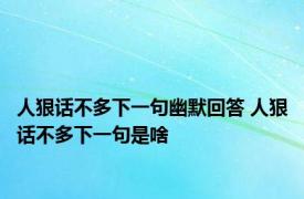 人狠话不多下一句幽默回答 人狠话不多下一句是啥