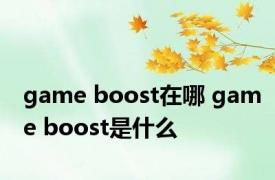 game boost在哪 game boost是什么