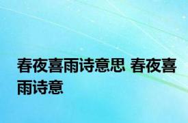 春夜喜雨诗意思 春夜喜雨诗意