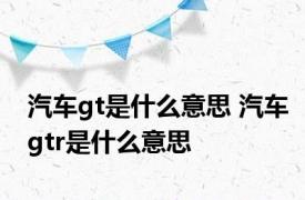 汽车gt是什么意思 汽车gtr是什么意思