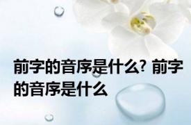 前字的音序是什么? 前字的音序是什么