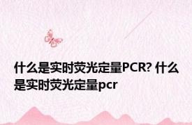 什么是实时荧光定量PCR? 什么是实时荧光定量pcr