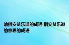 喻指安贫乐道的成语 指安贫乐道的意思的成语