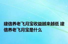 建信养老飞月宝收益越来越低 建信养老飞月宝是什么