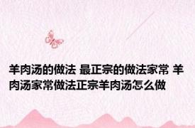 羊肉汤的做法 最正宗的做法家常 羊肉汤家常做法正宗羊肉汤怎么做