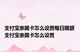 支付宝亲属卡怎么设置每日限额 支付宝亲属卡怎么设置