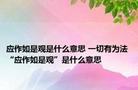 应作如是观是什么意思 一切有为法 “应作如是观”是什么意思