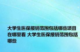 大学生医保报销范围包括哪些项目在哪里看 大学生医保报销范围包括哪些