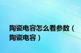 陶瓷电容怎么看参数（陶瓷电容）