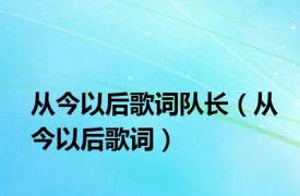 从今以后歌词队长（从今以后歌词）