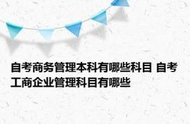 自考商务管理本科有哪些科目 自考工商企业管理科目有哪些