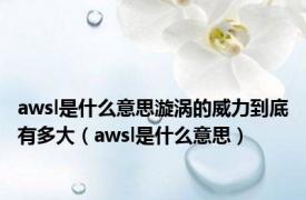 awsl是什么意思漩涡的威力到底有多大（awsl是什么意思）